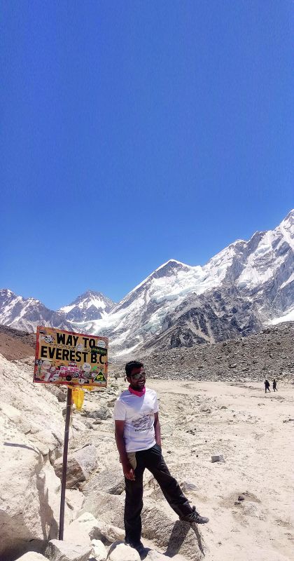 Anenthu Sukumaran on his way to the Everest base camp