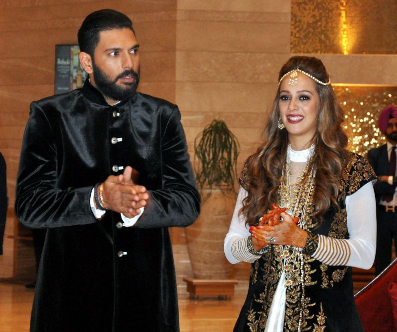 Yuvaj Singh and Hazel Keech after their ring ceremony. (Photo: PTI)