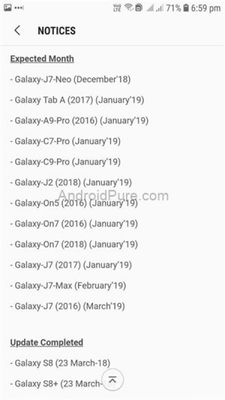 Samsung Oreo Update