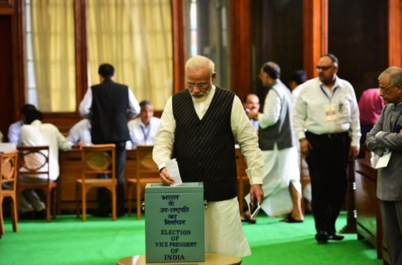 Prime Minister Narendra Modi cast his vote. (Photo: Twitter | @PMOIndia)