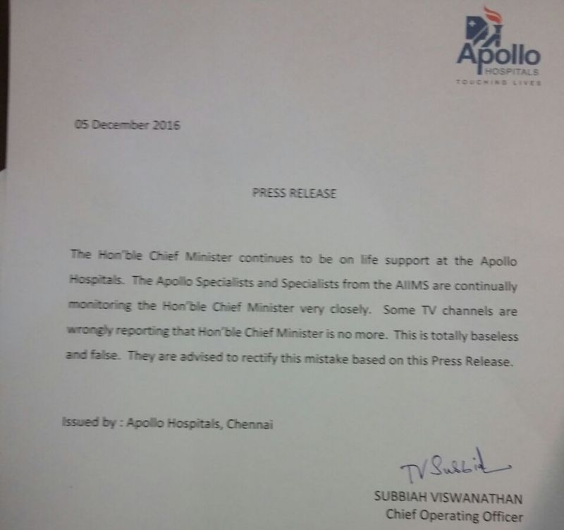 The press release issued by Apollo Hospitals