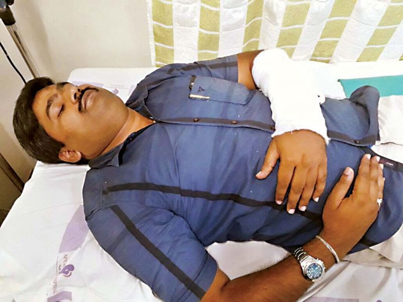 Police inspector Anil, who was injured in the attack. 