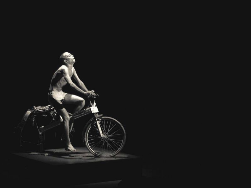 A still from the play Cyclist