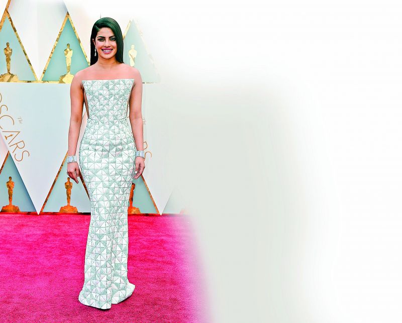 Bejewelled: Priyanka Chopra had worn jewellery from Lorraine Schwartz  to the Oscars