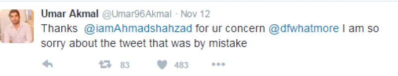 Akmal Shehzad tweet