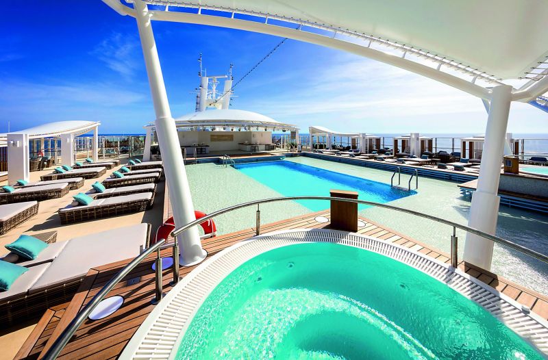 Sun deck and the pool on the cruise
