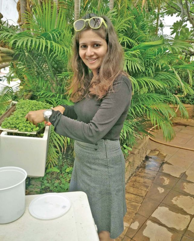 Priyanka Amar Shah, founder of iKheti,  and (top) actor R. Madhavan engaging actively in urban farming at her house. (Photo: DC)