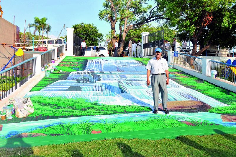 The 3D painting at Bathukamma Ghat, which has been questioned by many city artists for many reasons. One among them said that the selection of the site for the painting was inappropriate for any form of art should not be stepped upon.