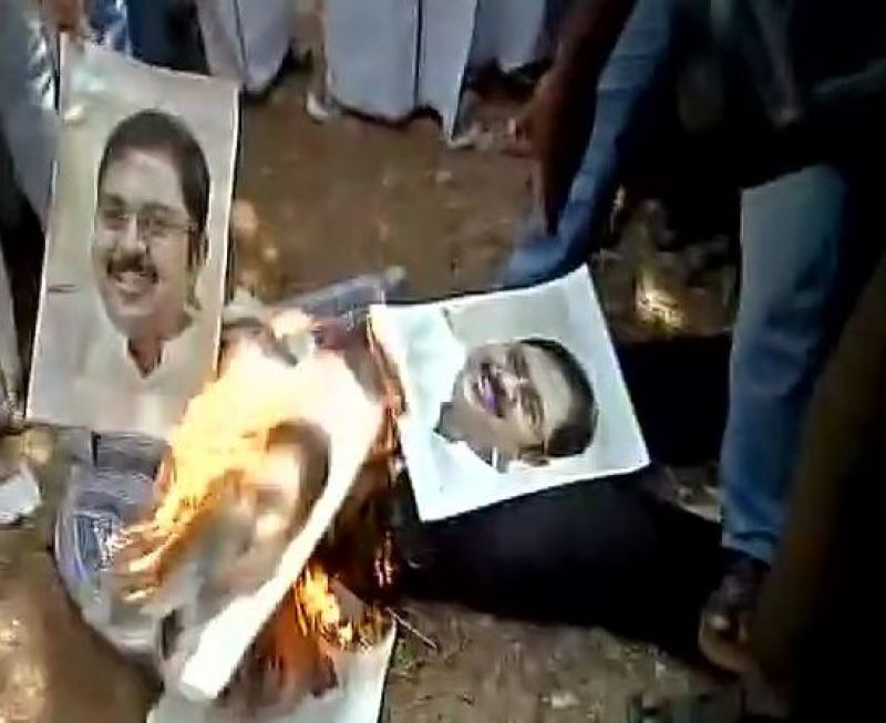 Protests in Puducherry. (Photo: ANI | Twitter)