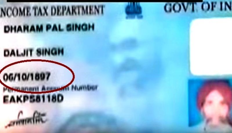 Singh's PAN card along with other documents has 1897 as birth year (Photo: YouTube)