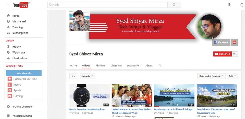 Syed's YouTube channel is updated with videos on travel, technology, education and employment.