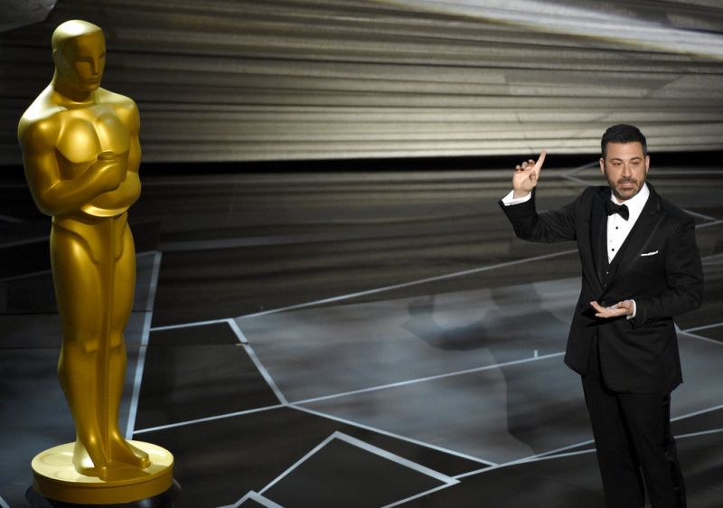 Host Jimmy Kimmel speaks at the Oscars . (Photo: AP)