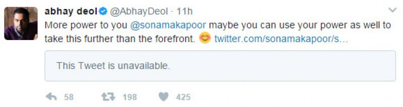 Sonam trolls Abhay for slamming her for endorsing fairness creams, deletes tweets