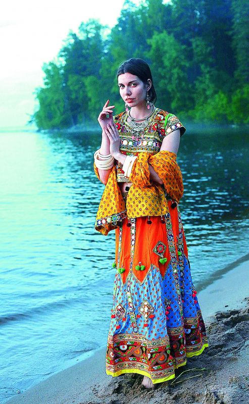 A Russian model decked up in the traditional Lambadi' attire and accessories clicked by Sreesailam