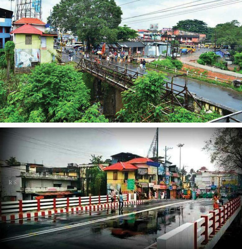 Old and the newly constructed Pandalam bridge.