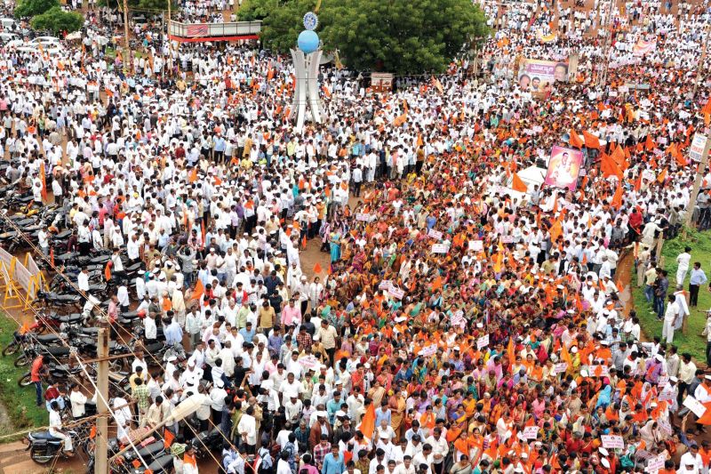 A file photo of a  gathering during an awareness rally on Lingayat religion