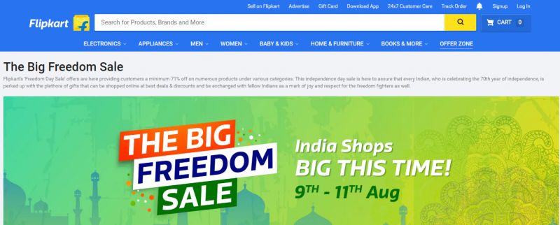 The Big Freedom Sale will start on August 9.