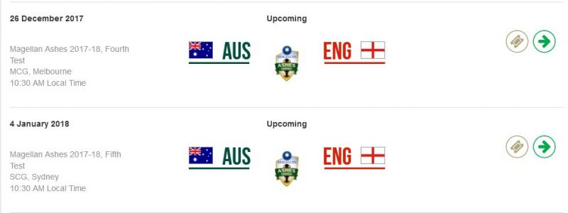 The schedule for the last two Test matches. (Photo: Screengrab / cricket.com.au)