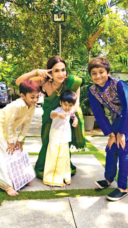Soundarya Rajinikanth with her son Ved and Dhanush's sons.