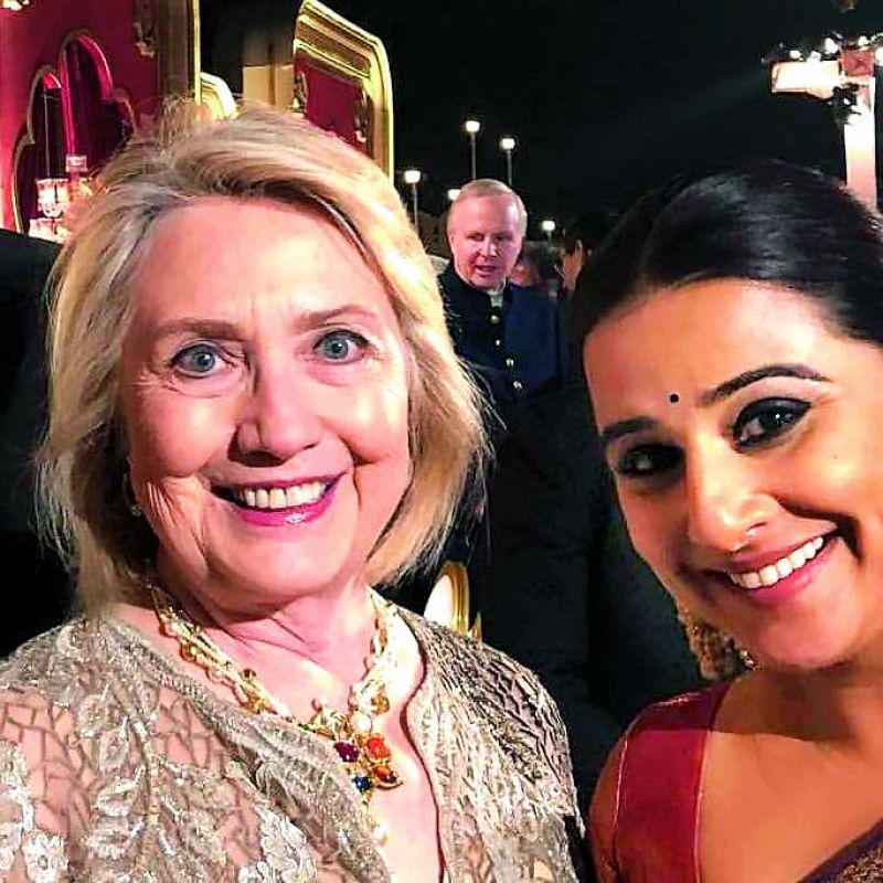 Hillary Clinton with Vidya Balan.