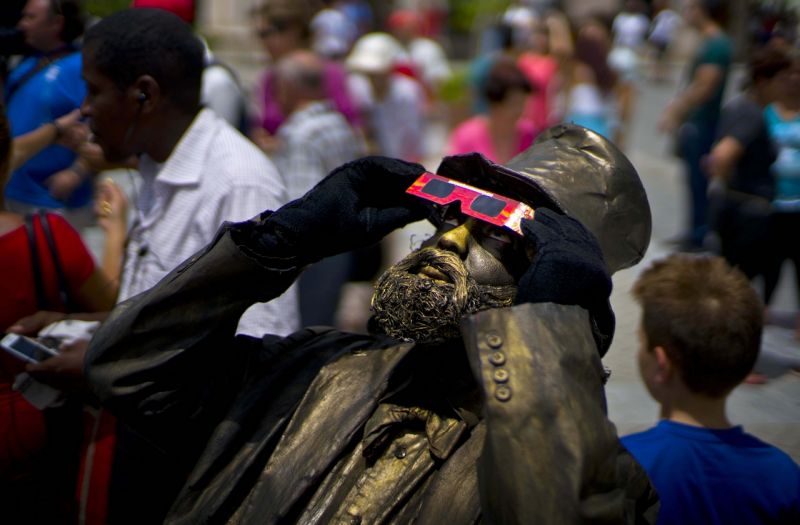 People enjoying the rare Solar Eclipse across North America