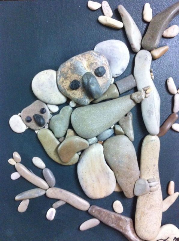 Stunning art compositions made using stones from the beach