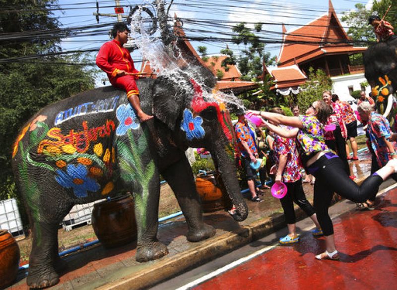 Tourists celebrate Buddhist New Year in Thailand