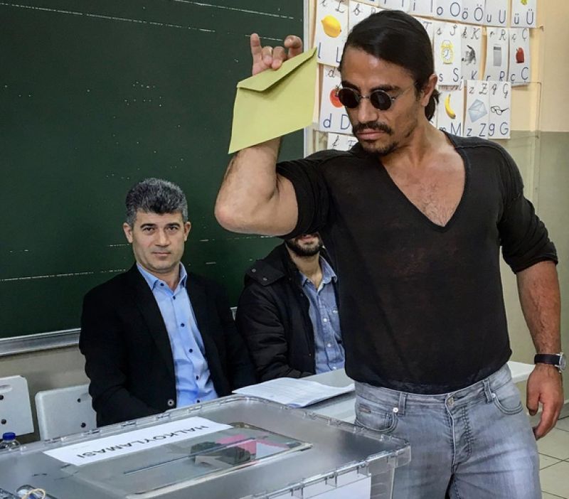 Salt Bae cast his vote in his signature pose and the Internet couldnt handle it