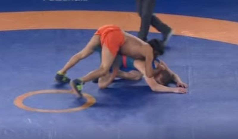 Baba Radmev shows Olympic wrestling champ how its done!