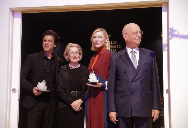 Shah Rukh honoured at WEF, hobnobs with global stars Elton John, Cate Blanchett