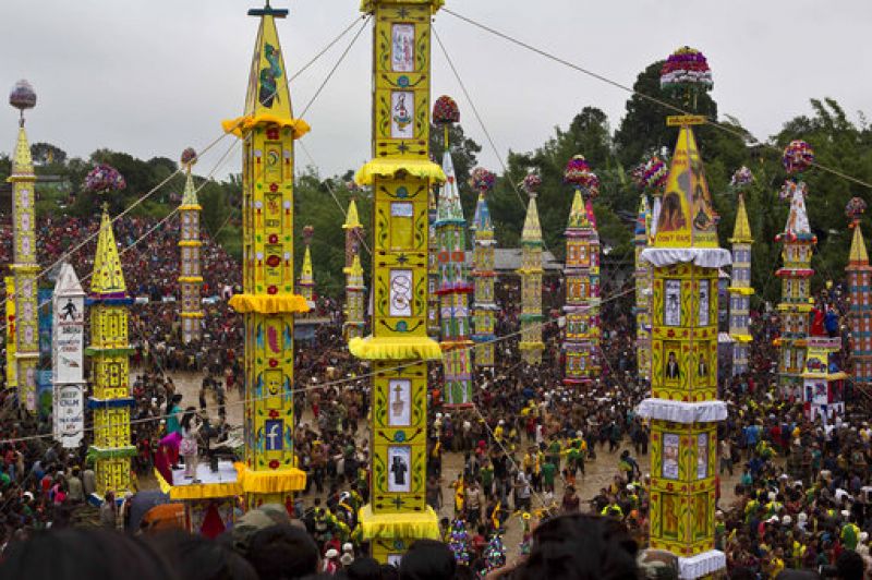 At Behdienkhlam festival, young men symbolically drive away evil spirits