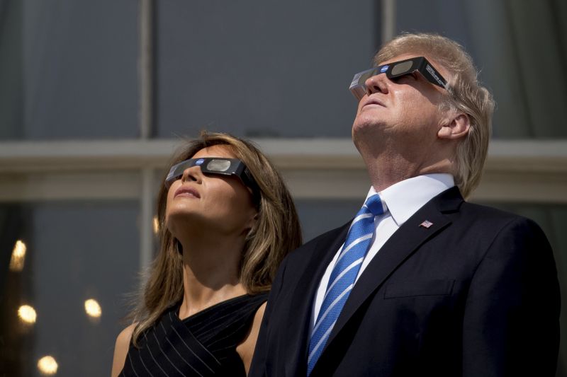 US President Donald Trump takes time off to awe at the Solar Eclipse