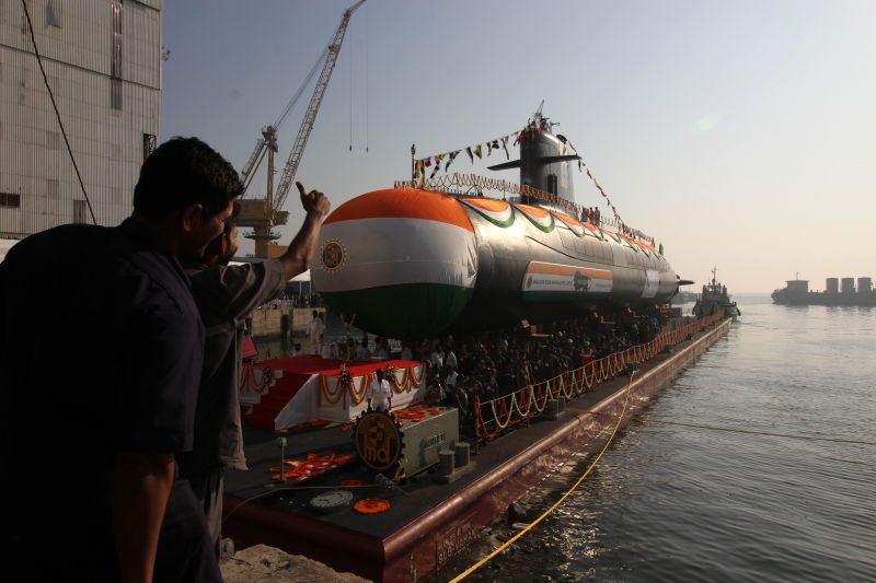 Karanj, the third Scorpene class submarine launched in Mumbai
