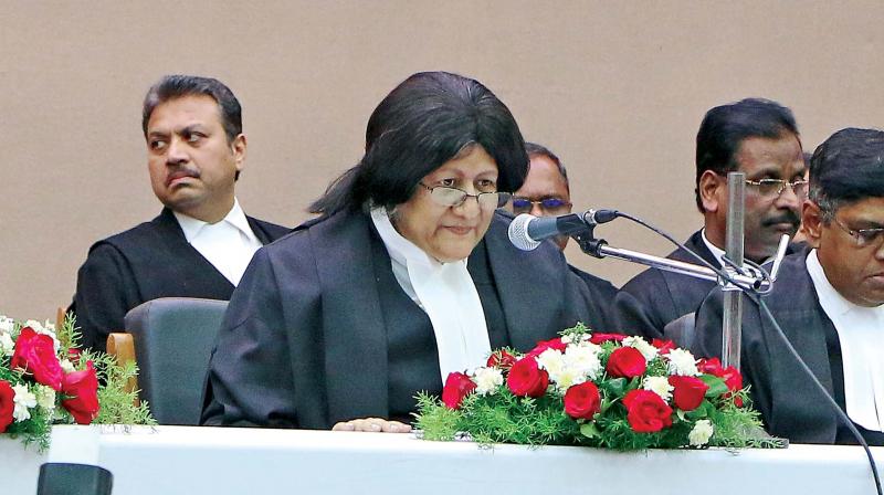 Justice Indira Banerjee, chief justice of Madras HC, delivers her farewell speech.