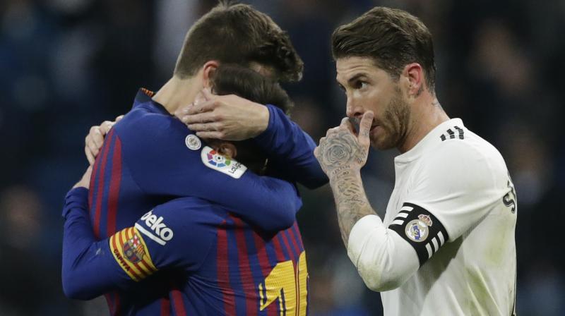 The victory, coming hot on the heels of the 3-0 win at the Santiago Bernabeu in the Copa del Rey semi-finals, was mostly down to the steely defending of Pique and Lenglet, who blocked seven shots between them, forming a human shield in front of goal. (Photo: AP)