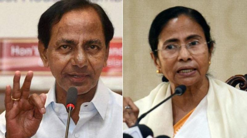 As part of his move to form a non-BJP and non Congress alternative, Telangana Chief Minister K Chandrashekhar Rao is all set to meet his West Bengal counterpart and TMC chief Mamata Banerjee in Kolkata on Monday. (Photo: PTI)