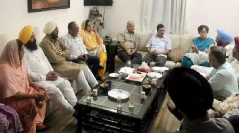 Of the 20 AAP legislators from Punjab, 10 legislators along with state unit leaders met Delhi Deputy Chief Minister Manish Sisodia at his residence in Delhi on Sunday where Chief Minister Arvind Kejriwal was also present. (Photo: PTI)
