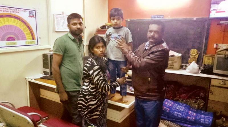 Parents of Chandan at the police station on Tuesday