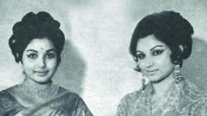 A file photo of J. Jayalalithaa (left) and Sharmila Tagore.