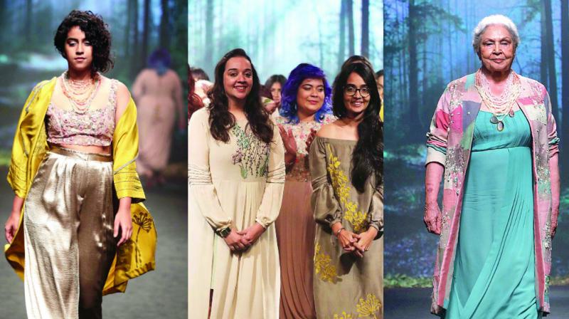 Flowing lines, pastel shades and flowery spring motifs may have been the highlight of the Half Full Curve collection presented at the Lakme Fashion Week Summer Resort Collection, but that is not what drew every eye at the event.