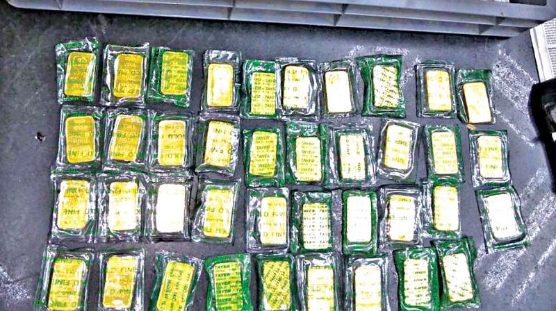 Customs officials at Chennai airport seized 3.8 kg of gold bars, worth Rs 1.16 crore, from a passenger who arrived from Jeddah in Saudi Arabia on a Kuwait Airlines flight on Monday morning at Chennai Airport. (Photo: DC)