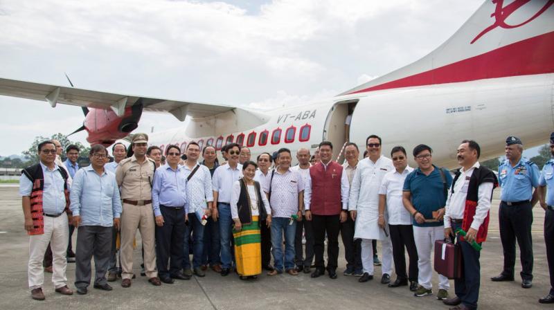 Alliance Air, a subsidiary of Air India, will operate flight services on the Calcutta-Guwahati-Pasighat route thrice a week - on Tuesday, Thursday and Saturday. (Photo: Twitter/@PemaKhanduBJP)