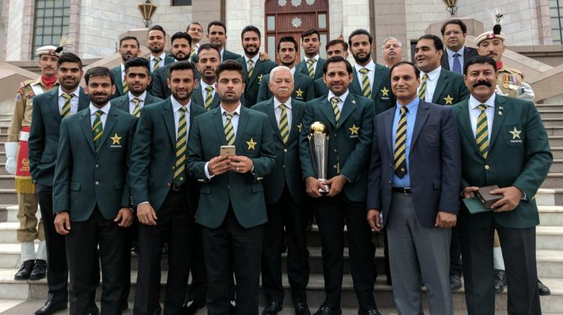 Ahmed Shehzad invited the latest round of criticism after he stood in the front row, with a mobile in hand, during Pakistan cricket teams visit to Prime Ministers office. (Photo: TheRealPCB Twitter)