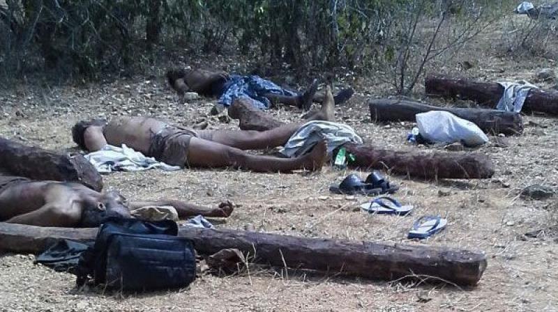 Bodies of the smugglers shot dead by the police.