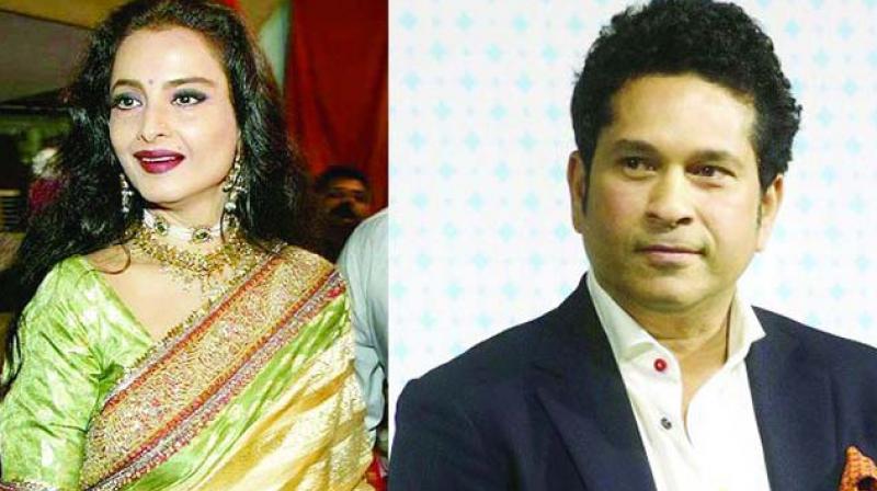 Rekha and Sachin Tendulkar