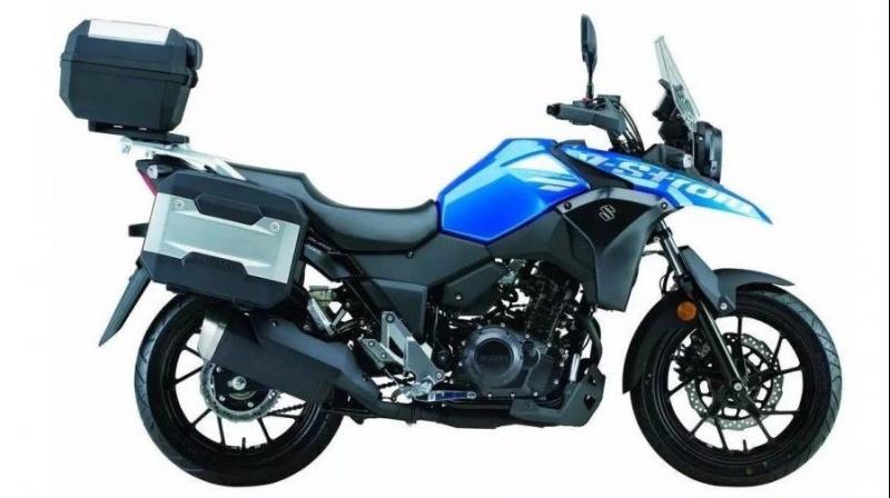 The motorcycle looks inspired by the V-Strom 1000 and is based on the same platform as that of the new quarter-litre sports bike, the GSX-R250.