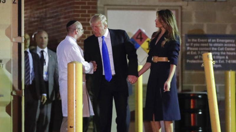 Trump and First Lady Melania Trump later visited Scalise in hospital, bringing flowers. (Photo: AP)