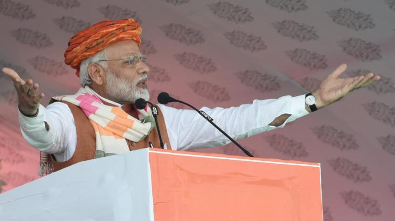 Prime Minister Narendra Modi asked the people of Jasdan to not let the Congress destroy the composite culture of Gujarat. (Photo: Twitter/PMO India)