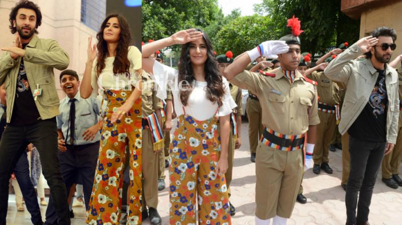 Jagga Jasoos: Ranbir-Katrina have a blast with school kids in Delhi Jagga Jasoos: Ranbir-Katrina have a blast with school kids in Delhi