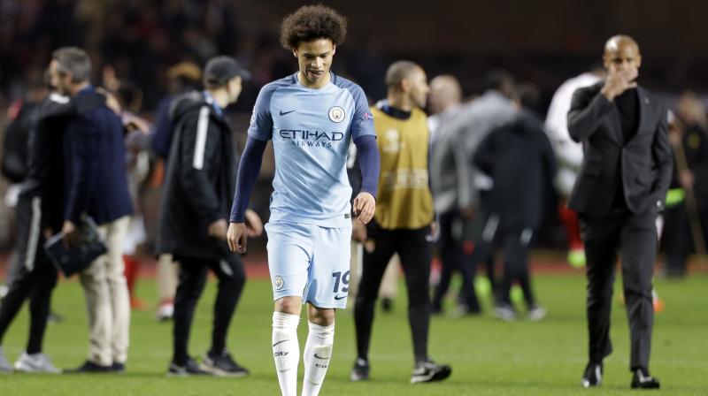 Leroy Sane was replaced at half-time and City manager Pep Guardiola later said he feared he could be out for a while, possibly a month.. (Photo: AP)